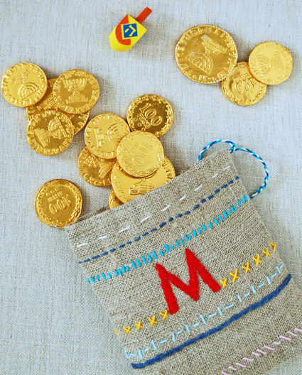 Embroidered Dreidel Game Pouches | Purl Soho