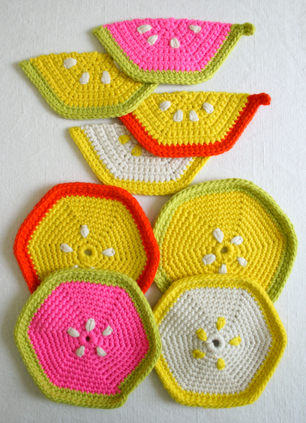 Fruity Trivets + Pot Holders in Super Soft Merino | Purl Soho