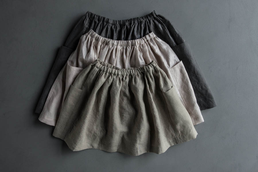 Gathered Skirt for All Ages in Mineral Linen | Purl Soho