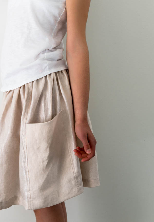 Gathered Skirt for All Ages in Mineral Linen | Purl Soho