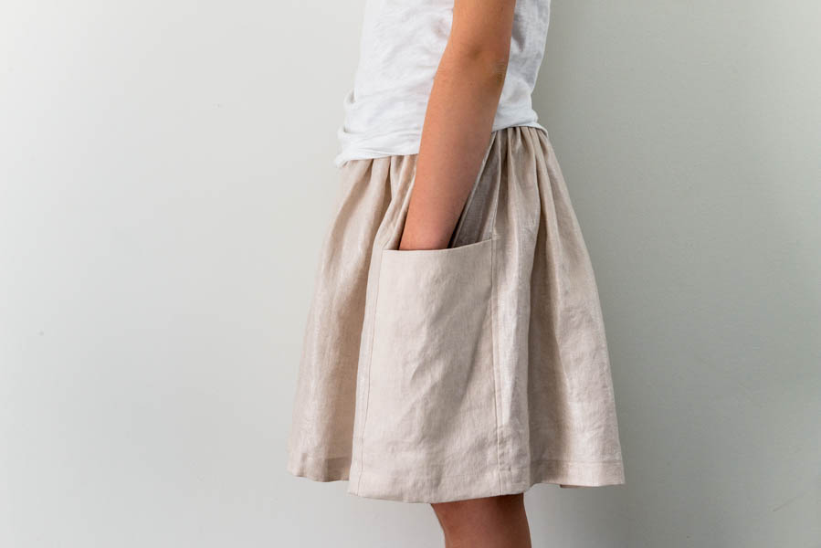 Gathered Skirt for All Ages in Mineral Linen | Purl Soho
