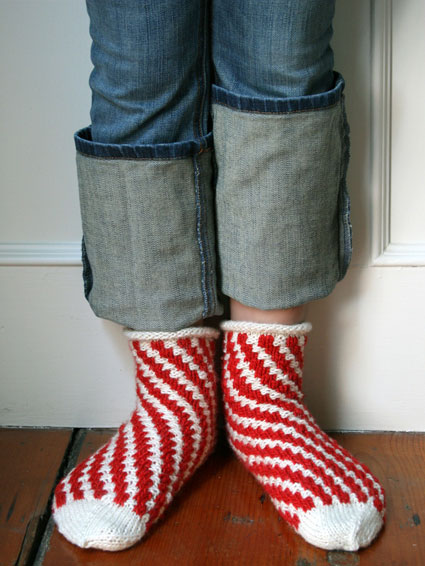 Candy Cane Bedroom Socks | Purl Soho