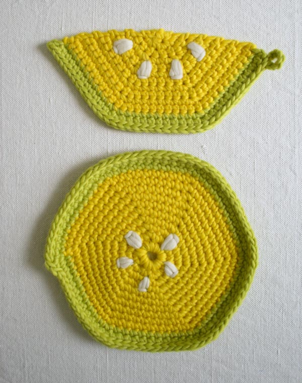 Fruity Trivets + Pot Holders in Super Soft Merino | Purl Soho