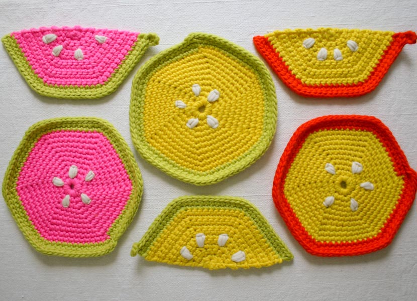 Fruity Trivets + Pot Holders in Super Soft Merino | Purl Soho