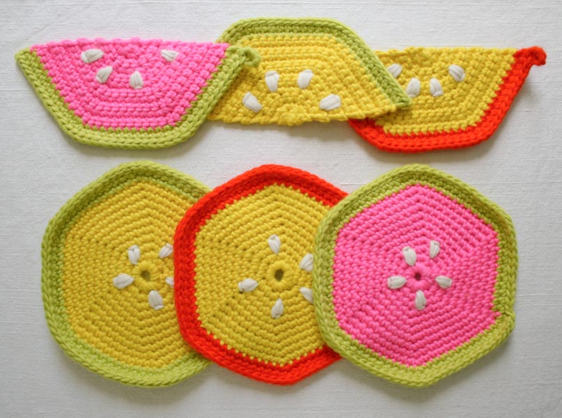 Fruity Trivets + Pot Holders in Super Soft Merino | Purl Soho