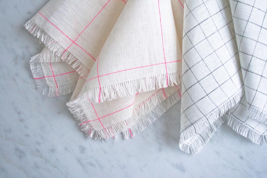 Fringed Napkins in Linen Grid | Purl Soho