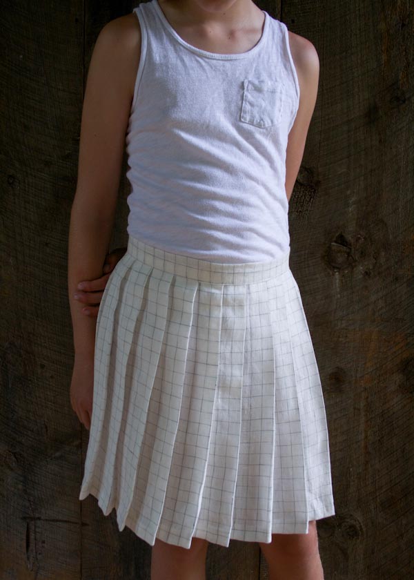 Pleated Skirt in Linen Grid | Purl Soho