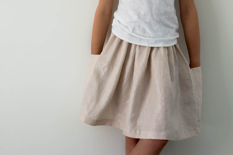 Gathered Skirt for All Ages in Mineral Linen | Purl Soho