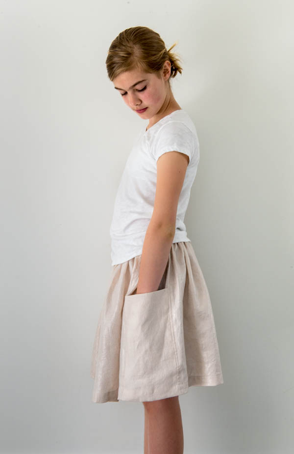 Gathered Skirt for All Ages in Mineral Linen | Purl Soho