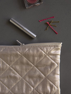 Quilted Zipper Pouches in Mineral Linen | Purl Soho