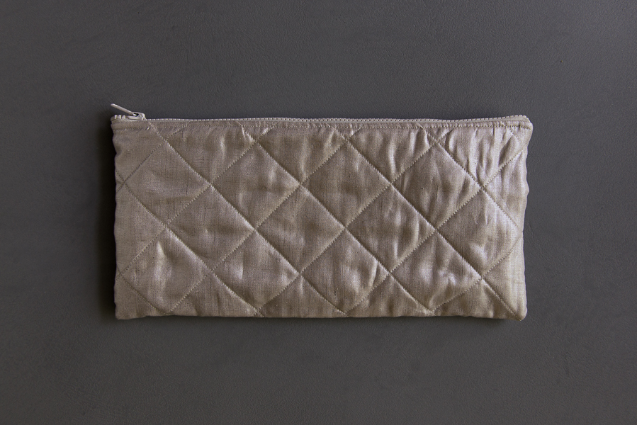 Quilted Zipper Pouches in Mineral Linen | Purl Soho
