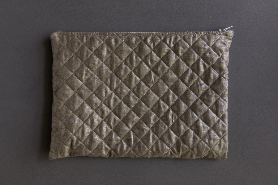 Quilted Zipper Pouches in Mineral Linen | Purl Soho