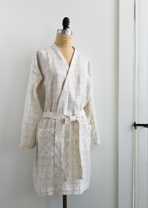 Women’s Robe in Linen Grid | Purl Soho