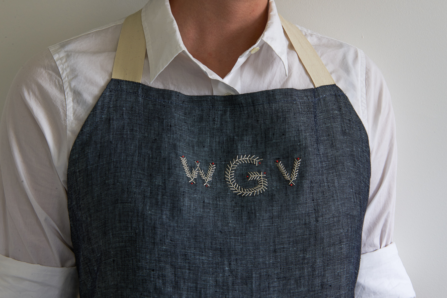 Monogrammed Simple Linen Apron | Purl Soho