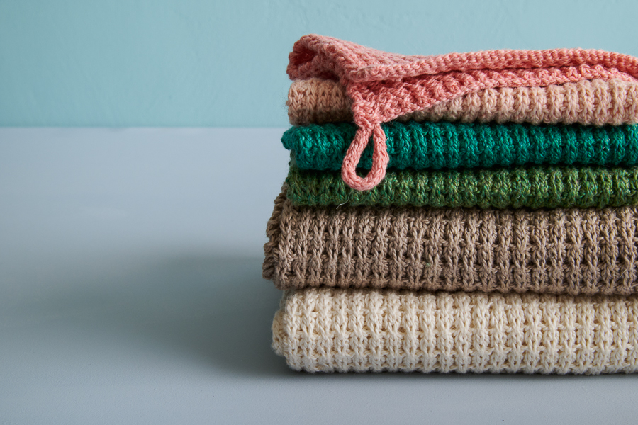 Waffle Stitch Washcloth + Hand Towel In Santolina | Purl Soho