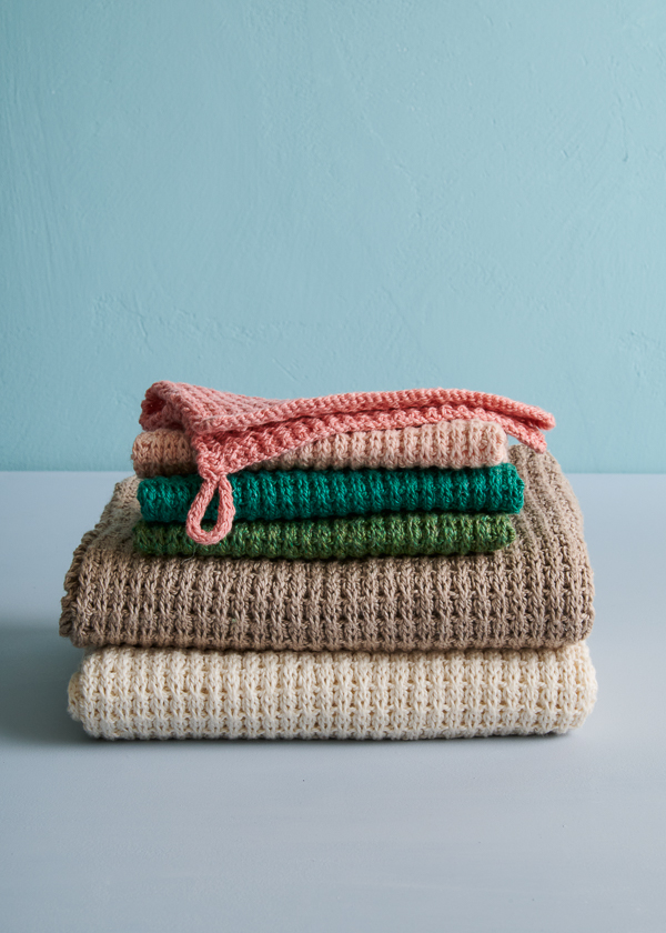 Waffle Stitch Washcloth + Hand Towel In Santolina | Purl Soho