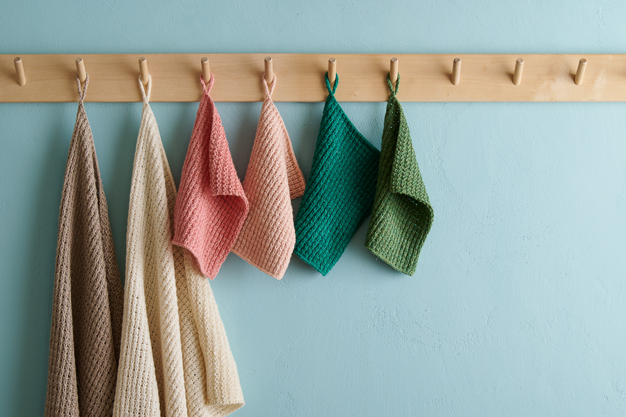 Waffle Stitch Washcloth + Hand Towel In Santolina | Purl Soho