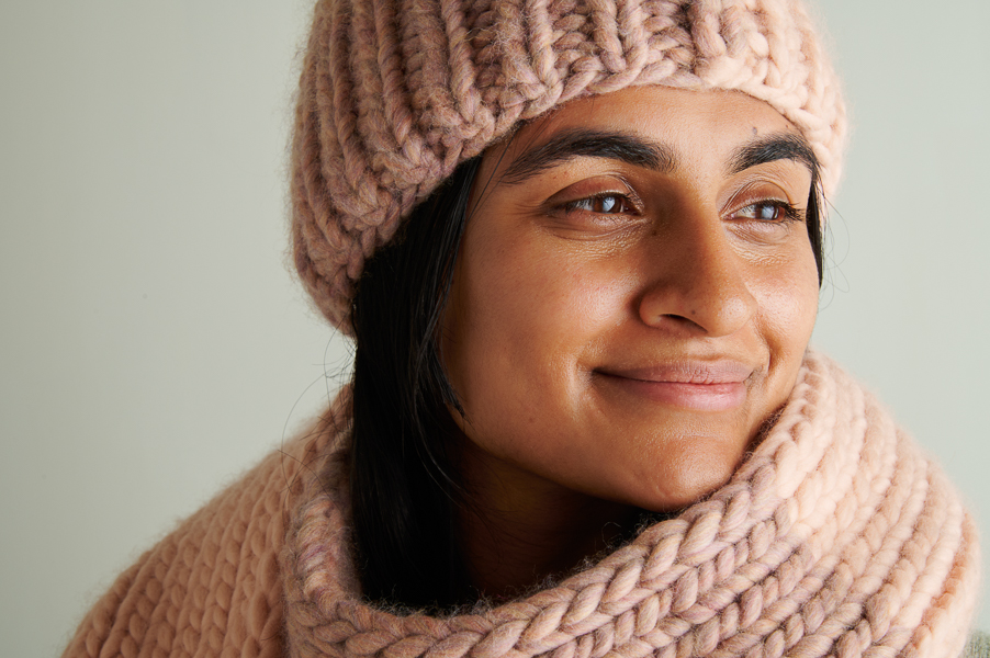 Two-Tone Pom Pom Hat + Scarf | Purl Soho