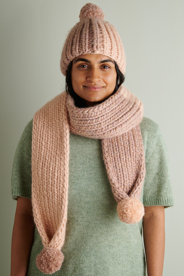 Two-Tone Pom Pom Hat + Scarf | Purl Soho
