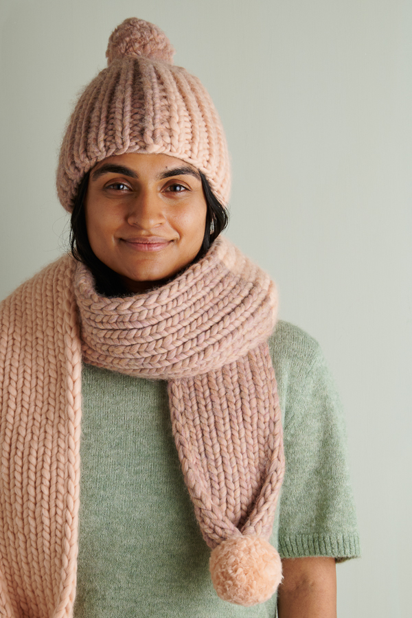 Two-Tone Pom Pom Hat + Scarf | Purl Soho