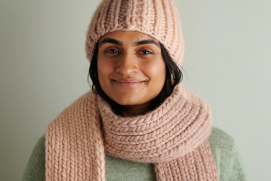 Two-Tone Pom Pom Hat + Scarf | Purl Soho