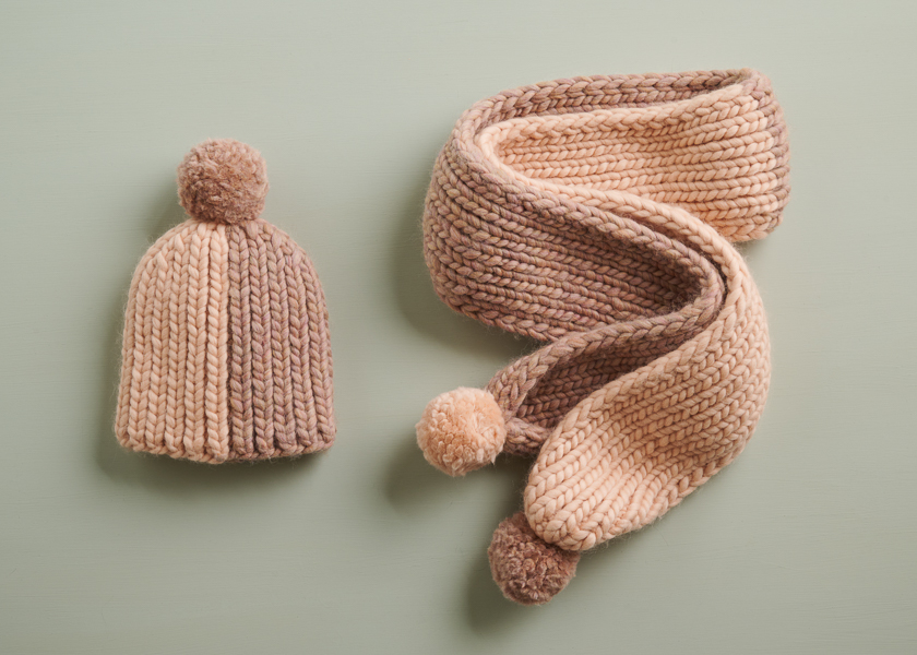 Two-Tone Pom Pom Hat + Scarf | Purl Soho