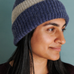 free Classic Ribbed Hat knitting pattern, Three Colorblocks Version, in Purl Soho's Cashmere Merino Bloom yarn