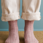 Sweet + Simple Socks knitting pattern in Purl Soho's Stormy Superwash Sock yarn, superwash merino wool and recycled nylon fingering-weight yarn