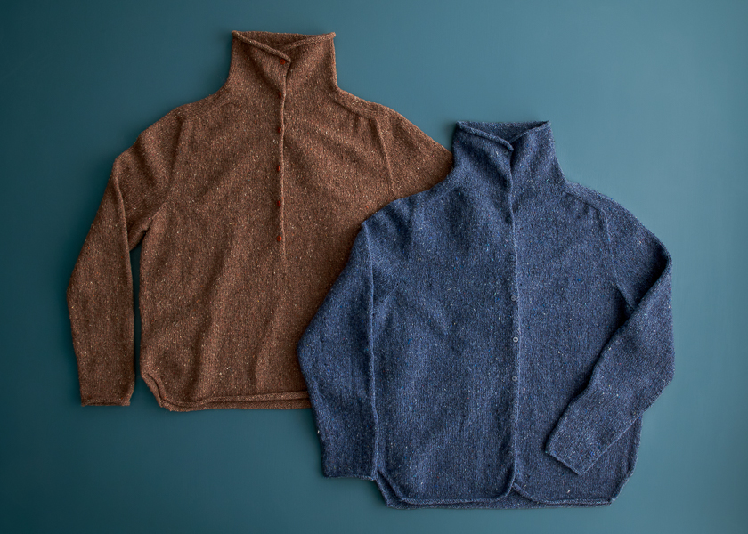 Top-Down Turtleneck Cardigan + Henley in Echo Wool | Purl Soho