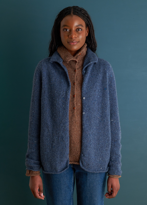 Top-Down Turtleneck Cardigan + Henley in Echo Wool | Purl Soho