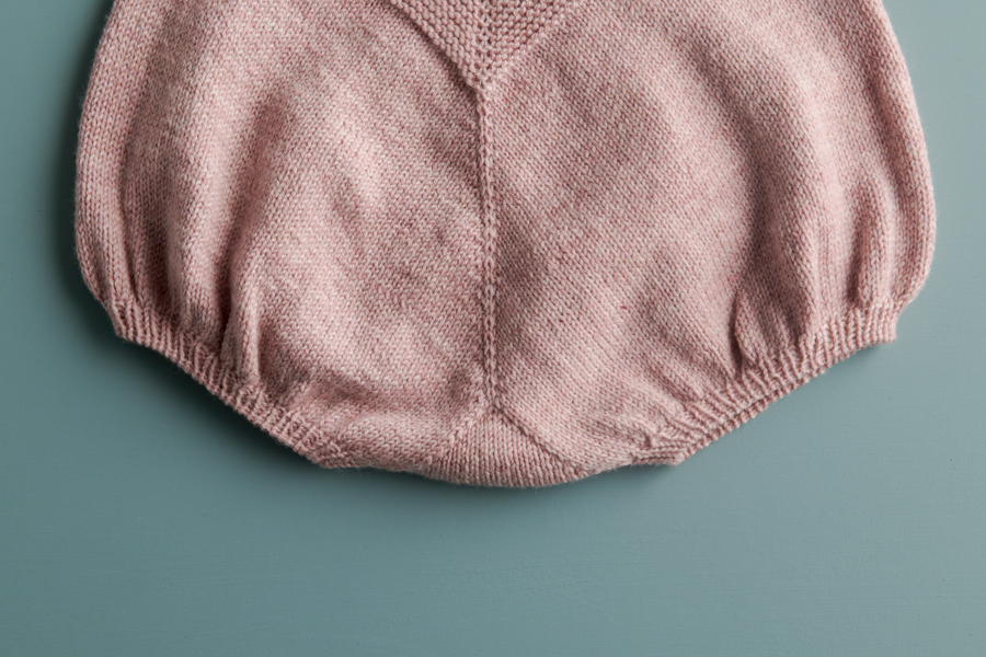 Ainur Berkimbay for Purl Soho: Pinwheel Baby Romper in Stormy Superwash Sock | Purl Soho