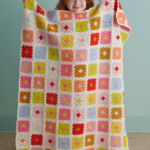free Sunny Day Granny Square Blanket crochet pattern in Purl Soho's Cotton Chirp DK yarn